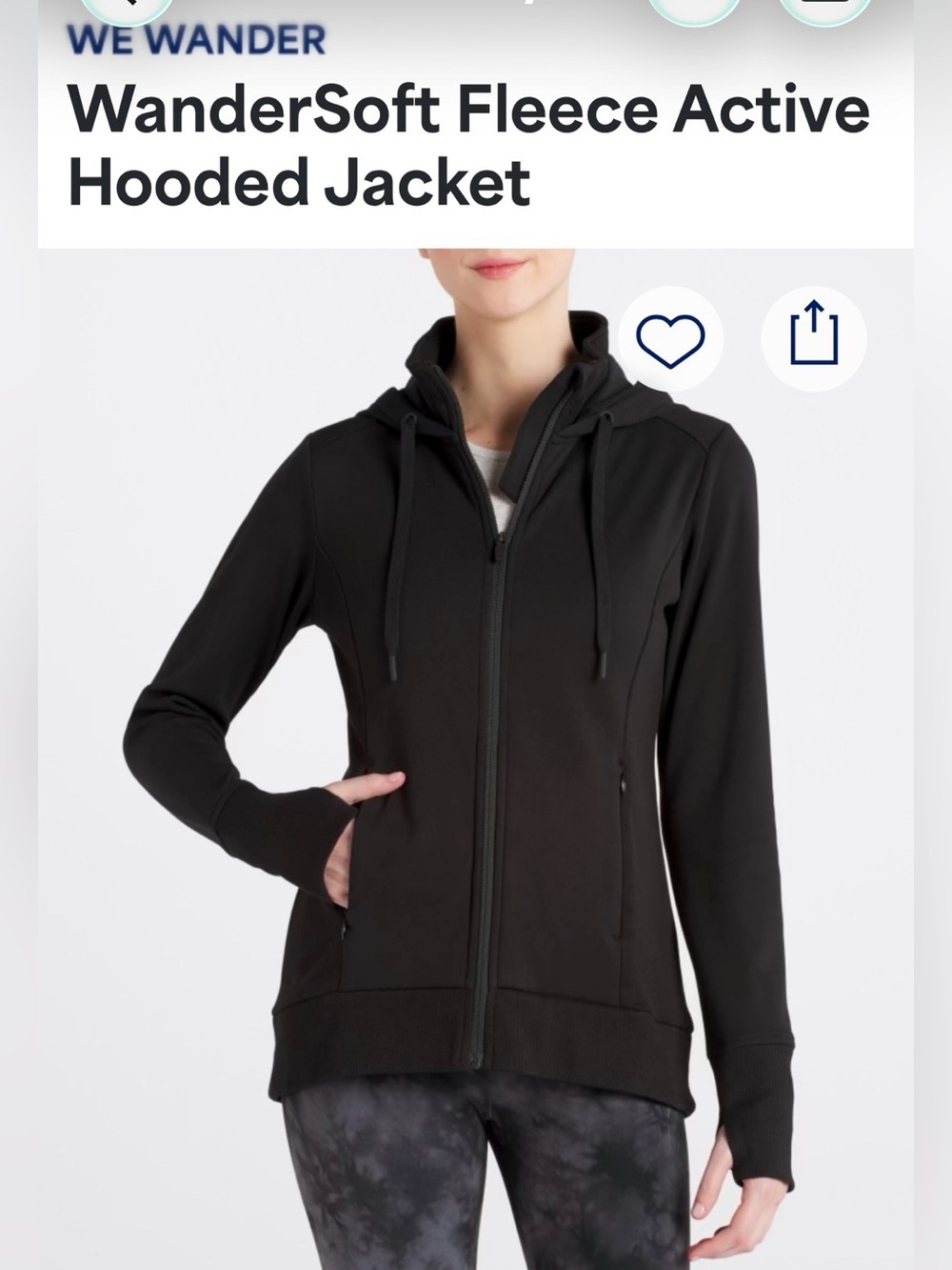 We Wander Soft Fleece Active Hooded Jacket - Black